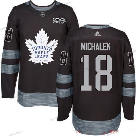 Adidas Toronto Maple Leafs #18 Milan Michalek Černá 100th Výročí Sešitý NHL 2017 Hokejový dres – Pánské