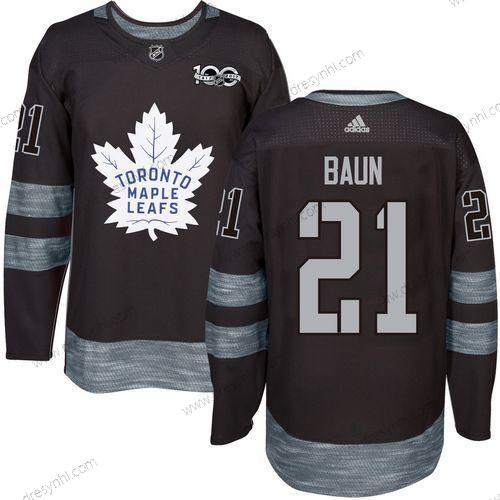 Adidas Toronto Maple Leafs #21 Bobby Baun Černá 100th Výročí Sešitý NHL 2017 Hokejový dres – Pánské