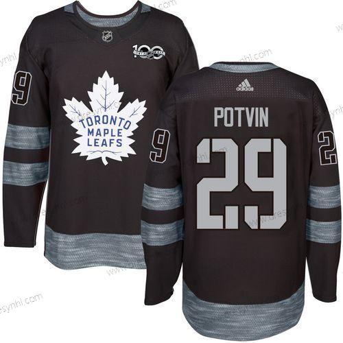 Adidas Toronto Maple Leafs #29 Felix Potvin Černá 100th Výročí Sešitý NHL 2017 Hokejový dres – Pánské