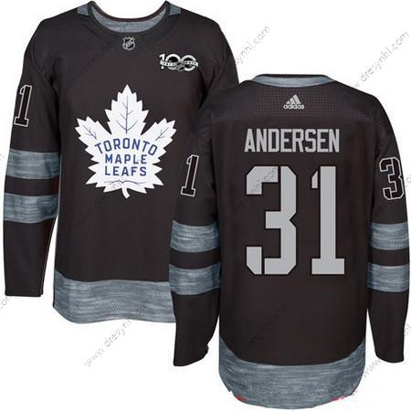 Adidas Toronto Maple Leafs #31 Frederik Andersen Černá 100th Výročí Sešitý NHL 2017 Hokejový dres – Pánské