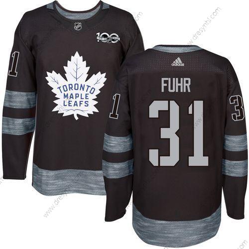 Adidas Toronto Maple Leafs #31 Grant Fuhr Černá 100th Výročí Sešitý NHL 2017 Hokejový dres – Pánské