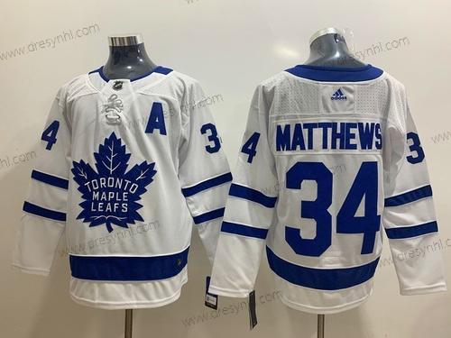 Adidas Toronto Maple Leafs #34 Auston Matthews Bílý With A Patch Sešitý NHL dres – Pánské