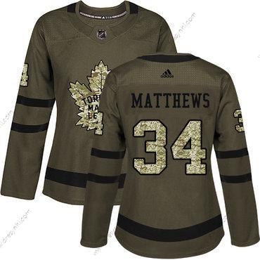 Adidas Toronto Maple Leafs #34 Auston Matthews Zelená Salute to Service Sešitý NHL dres – Dámské