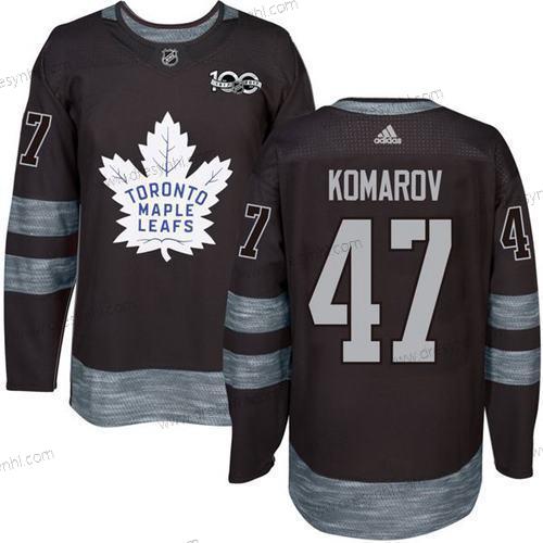 Adidas Toronto Maple Leafs #47 Leo Komarov Černá 100th Výročí Sešitý NHL 2017 Hokejový dres – Pánské