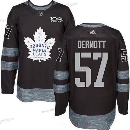 Adidas Toronto Maple Leafs #57 Travis Dermott Černá 100th Výročí Sešitý NHL 2017 Hokejový dres – Pánské