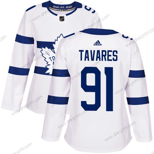 Adidas Toronto Maple Leafs #91 John Tavares Bílý Autentické 2018 Stadium Series Sešitý NHL dres – Dámské