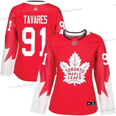 Adidas Toronto Maple Leafs #91 John Tavares Červené Tým Kanady Autentické Sešitý NHL dres – Dámské