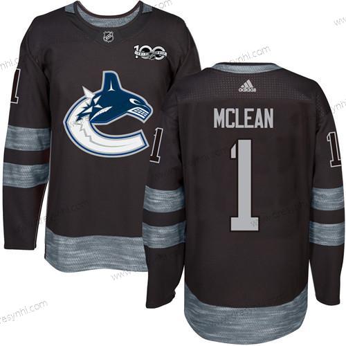 Adidas Vancouver Canucks #1 Kirk Mclean Černá 100th Výročí Sešitý NHL 2017 Hokejový dres – Pánské