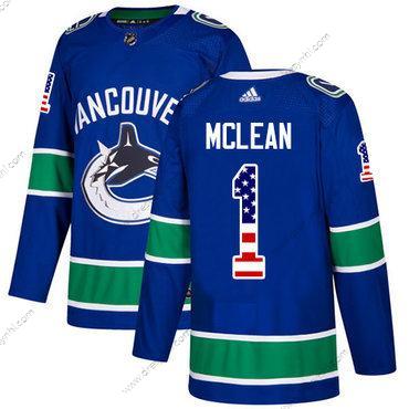 Adidas Vancouver Canucks #1 Kirk Mclean Modrý Domácí dres Autentické USA Flag Sešitý NHL dres – Pánské