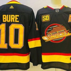 Adidas Vancouver Canucks #10 Pavel Bure Černá 50Th Sezóna Sešitý NHL dres – Pánské