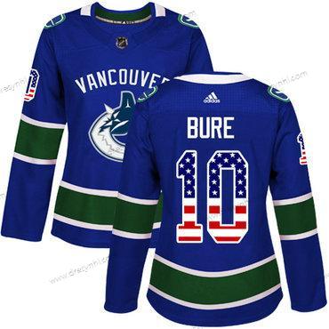 Adidas Vancouver Canucks #10 Pavel Bure Modrý Domácí dres Autentické USA Flag Sešitý NHL dres – Dámské