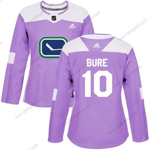 Adidas Vancouver Canucks #10 Pavel Bure Nachový Autentické Bojuje proti rakovině Sešitý NHL dres – Dámské