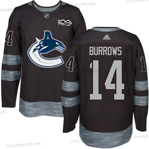 Adidas Vancouver Canucks #14 Alex Burrows Černá 100th Výročí Sešitý NHL 2017 Hokejový dres – Pánské