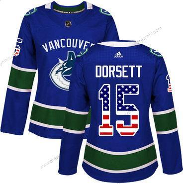 Adidas Vancouver Canucks #15 Derek Dorsett Modrý Domácí dres Autentické USA Flag Sešitý NHL dres – Dámské