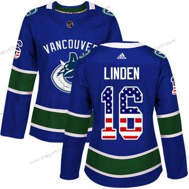 Adidas Vancouver Canucks #16 Trevor Linden Modrý Domácí dres Autentické USA Flag Sešitý NHL dres – Dámské