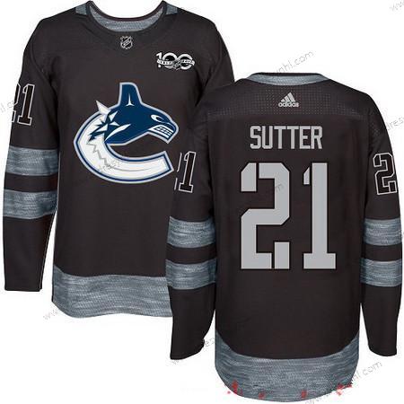 Adidas Vancouver Canucks #21 Brandon Sutter Černá 100th Výročí Sešitý NHL 2017 Hokejový dres – Pánské