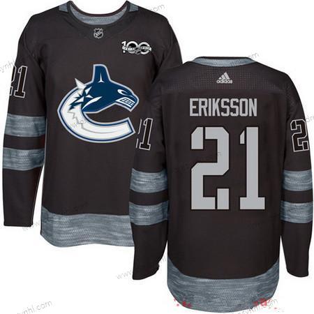 Adidas Vancouver Canucks #21 Loui Eriksson Černá 100th Výročí Sešitý NHL 2017 Hokejový dres – Pánské