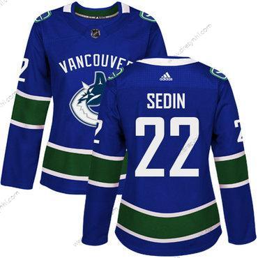 Adidas Vancouver Canucks #22 Daniel Sedin Modrý Domácí dres Autentické Sešitý NHL dres – Dámské