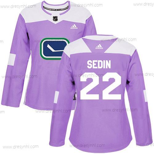 Adidas Vancouver Canucks #22 Daniel Sedin Nachový Autentické Bojuje proti rakovině Sešitý NHL dres – Dámské