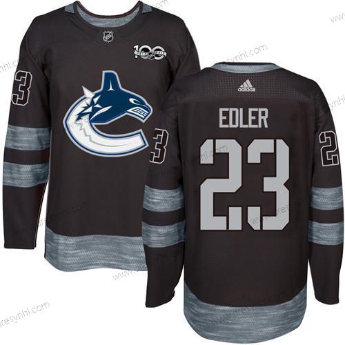 Adidas Vancouver Canucks #23 Alexander Edler Černá 100th Výročí Sešitý NHL 2017 Hokejový dres – Pánské