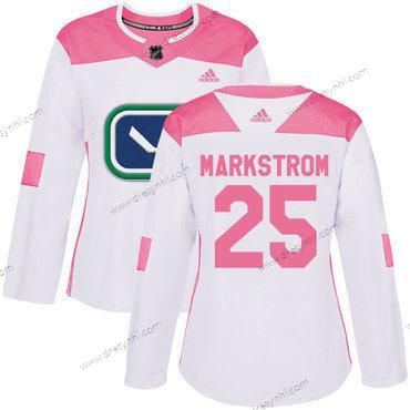 Adidas Vancouver Canucks #25 Jacob Markstrom Bílý Růžový Autentické Sešitý NHL dres – Dámské