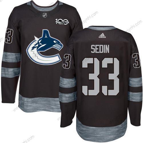 Adidas Vancouver Canucks #33 Henrik Sedin Černá 100th Výročí Sešitý NHL 2017 Hokejový dres – Pánské