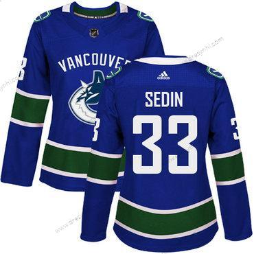 Adidas Vancouver Canucks #33 Henrik Sedin Modrý Domácí dres Autentické Sešitý NHL dres – Dámské