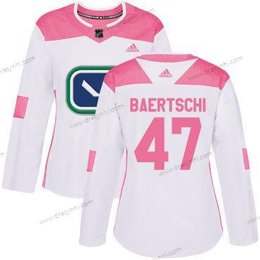 Adidas Vancouver Canucks #47 Sven Baertschi Bílý Růžový Autentické Sešitý NHL dres – Dámské