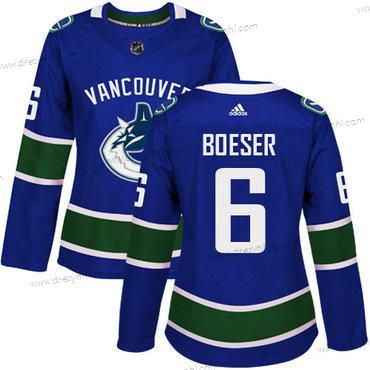 Adidas Vancouver Canucks #6 Brock Boeser Modrý Domácí dres Autentické Sešitý NHL dres – Dámské