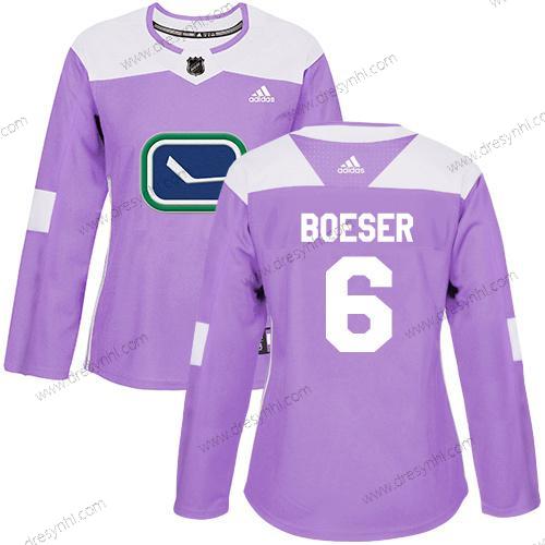 Adidas Vancouver Canucks #6 Brock Boeser Nachový Autentické Bojuje proti rakovině Sešitý NHL dres – Dámské