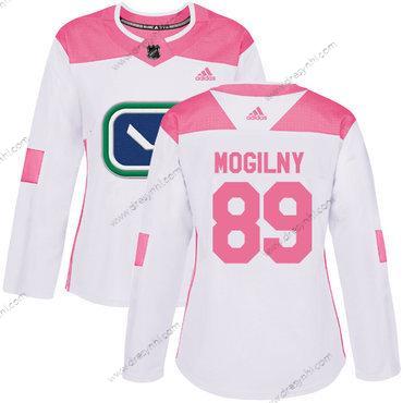 Adidas Vancouver Canucks #89 Alexander Mogilny Bílý Růžový Autentické Sešitý NHL dres – Dámské