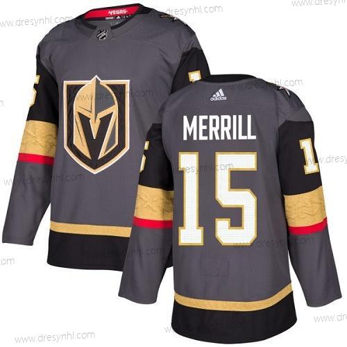 Adidas Vegas Golden Knights #15 Jon Merrill Autentické Šedá Domácí dres NHL dres – Pánské