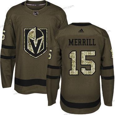 Adidas Vegas Golden Knights #15 Jon Merrill Premier Zelená Salute to Service NHL dres – Pánské