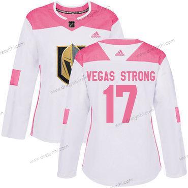 Adidas Vegas Golden Knights #17 Vegas Strong Bílý Růžový Autentické Sešitý NHL dres – Dámské