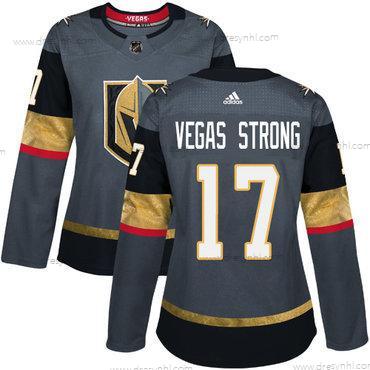 Adidas Vegas Golden Knights #17 Vegas Strong Šedá Domácí dres Autentické Sešitý NHL dres – Dámské