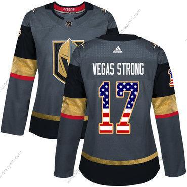 Adidas Vegas Golden Knights #17 Vegas Strong Šedá Domácí dres Autentické USA Flag Sešitý NHL dres – Dámské