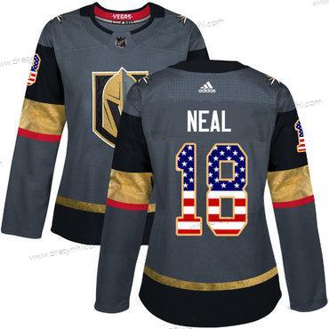 Adidas Vegas Golden Knights #18 James Neal Šedá Domácí dres Autentické USA Flag Sešitý NHL dres – Dámské