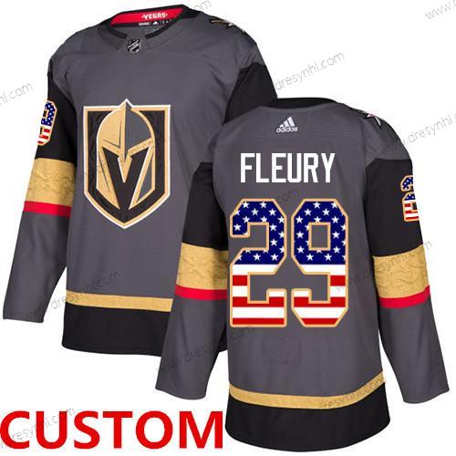 Adidas Vegas Golden Knights Personalizované Šedá Domácí dres Autentické USA Flag Sešitý NHL dres