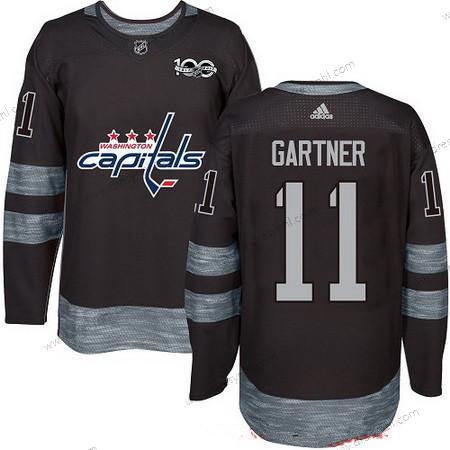 Adidas Washington Capitals #11 Mike Gartner Černá 100th Výročí Sešitý NHL 2017 Hokejový dres – Pánské