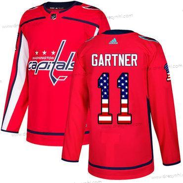 Adidas Washington Capitals #11 Mike Gartner Červené Domácí dres Autentické USA Flag Sešitý NHL dres – Pánské