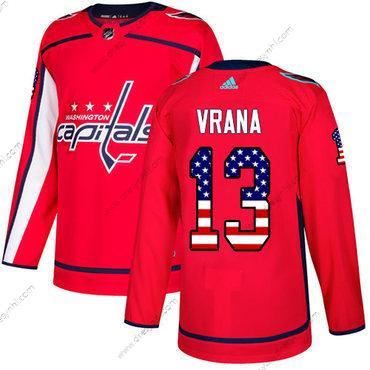 Adidas Washington Capitals #13 Jakub Vrana Červené Domácí dres Autentické USA Flag Sešitý NHL dres – Pánské