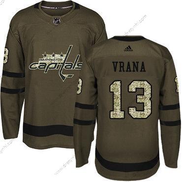 Adidas Washington Capitals #13 Jakub Vrana Zelená Salute to Service Sešitý NHL dres – Pánské