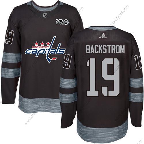 Adidas Washington Capitals #19 Nicklas Backstrom Černá 100th Výročí Sešitý NHL 2017 Hokejový dres – Pánské