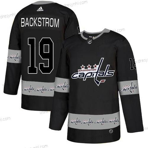 Adidas Washington Capitals #19 Nicklas Backstrom Černá Tým Logos dres – Pánské