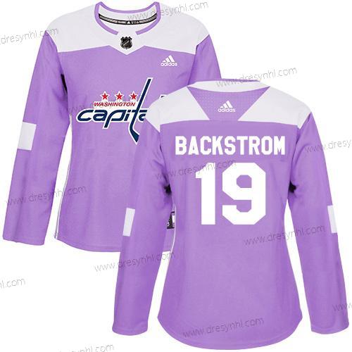 Adidas Washington Capitals #19 Nicklas Backstrom Nachový Autentické Bojuje proti rakovině Sešitý NHL dres – Dámské