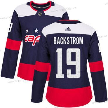 Adidas Washington Capitals #19 Nicklas Backstrom Námořnictvo Autentické 2018 Stadium Series Sešitý NHL dres – Dámské