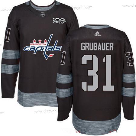 Adidas Washington Capitals #31 Philipp Grubauer Černá 100th Výročí Sešitý NHL 2017 Hokejový dres – Pánské