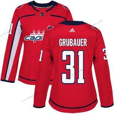 Adidas Washington Capitals #31 Philipp Grubauer Červené Domácí dres Autentické Sešitý NHL dres – Dámské