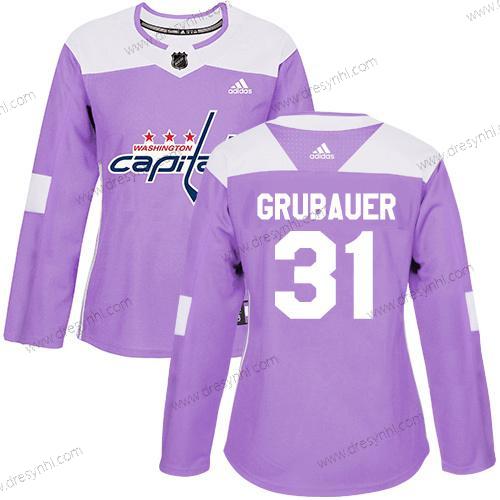 Adidas Washington Capitals #31 Philipp Grubauer Nachový Autentické Bojuje proti rakovině Sešitý NHL dres – Dámské