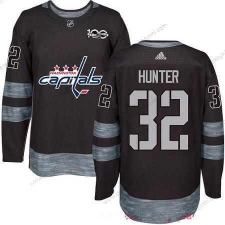 Adidas Washington Capitals #32 Dale Hunter Černá 100th Výročí Sešitý NHL 2017 Hokejový dres – Pánské